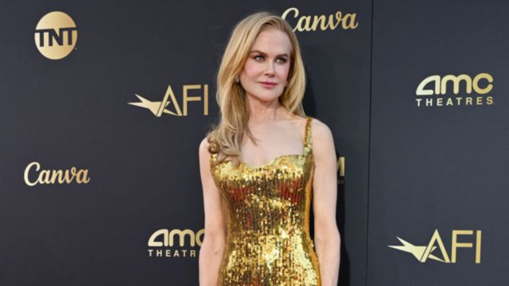 Nicole Kidman Wears a Gold Sequin Gown