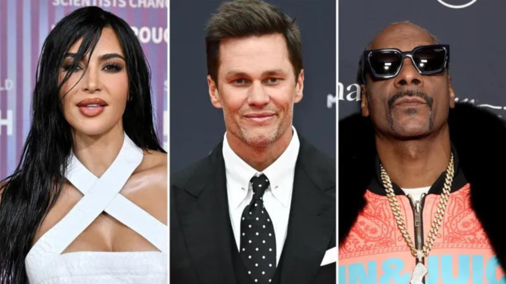 Kim Kardashian, Tom Brady and Snoop Dogg.